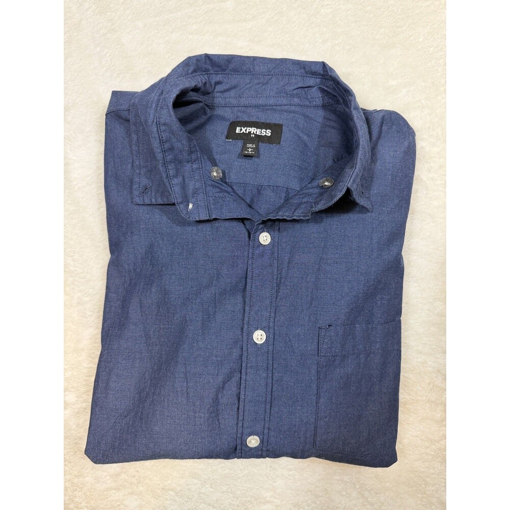 Express Shirt Men's Large blue Long Sleeve Button Up
